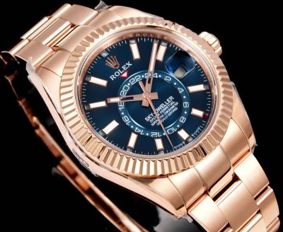 AR Factory Rolex Sky-dweller 42*14.5mm 316L Steel Rose Gold Oyster Bracelet 9002 Movement Blue Face Watch